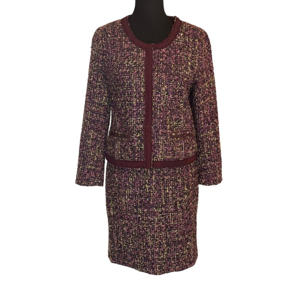 Petite Vintage Tweed Pencil Skirt Blazer Set 10P